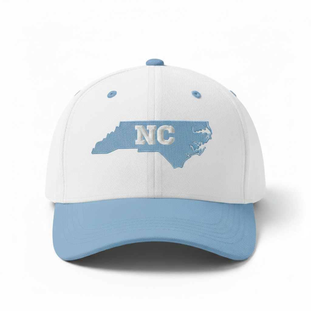 White Cap with NC Text Inside State Outline