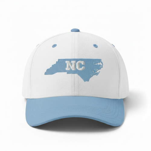White Cap with NC Text Inside State Outline